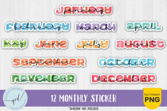 12 Monthly Watercolor Sticker Illustrations Review