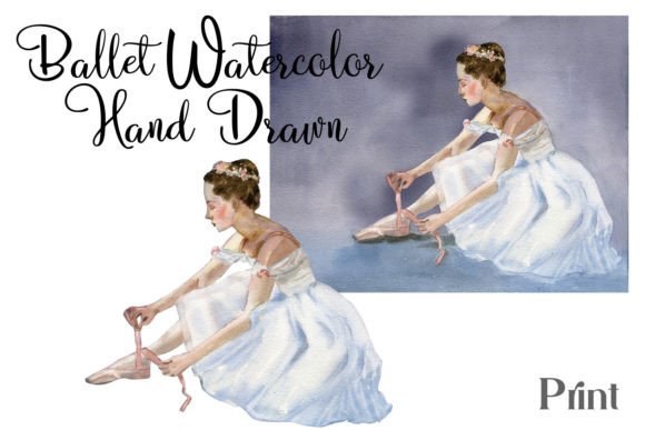 Ballerina Watercolor Drawing for Illustrations