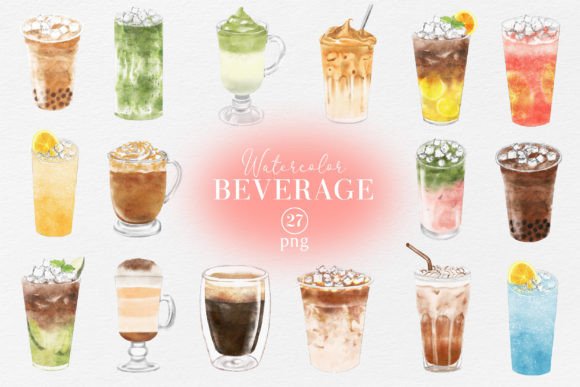 Beverages Watercolor Collection: Illustrations for Local Brands