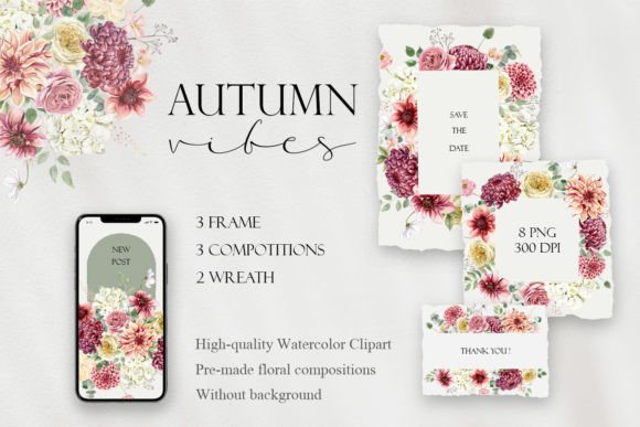 Fall Watercolor Wreath Illustrations for Editorial Design