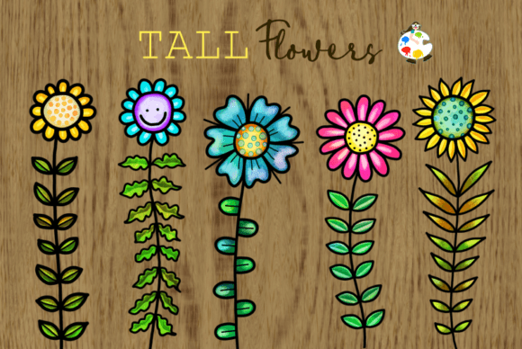 h1Tall Flowers - Watercolor Floral Doodle Illustrations for Digital Sellers/h1