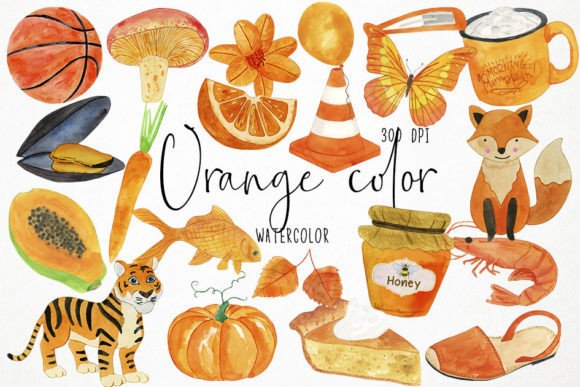 h1Watercolor Orange Color Clipart for Creative Sellers and Illustrationsh1