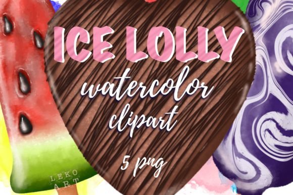 Ice Lolly Watercolor Clipart: Illustrations for Sales