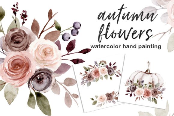 Pumpkins with Flowers Watercolor Illustrations for Content Publishers