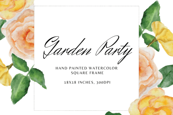 Rose Border Watercolor Square Frame Illustrations Review