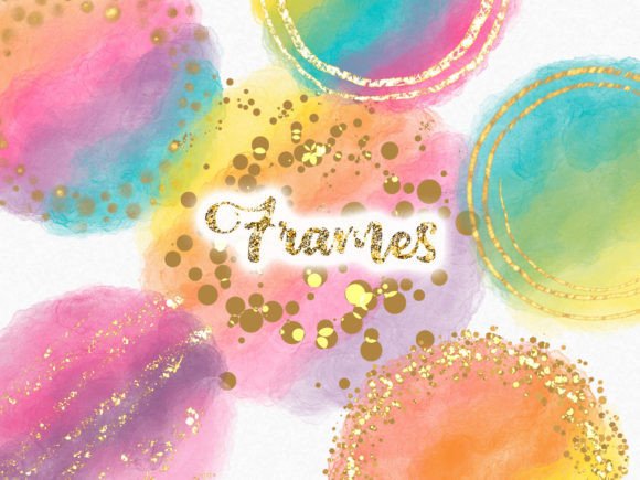 Round Rainbow Watercolor Frames Clip Art for Crafting & Handmade Business