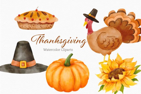 Thanksgiving Day Watercolor Clipart Png Illustrations