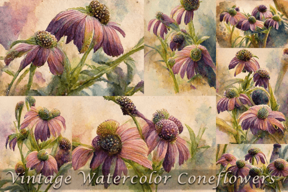 Vintage Watercolor Purple Coneflowers: A Soft, Artistic Touch for Blog and Editorial Design