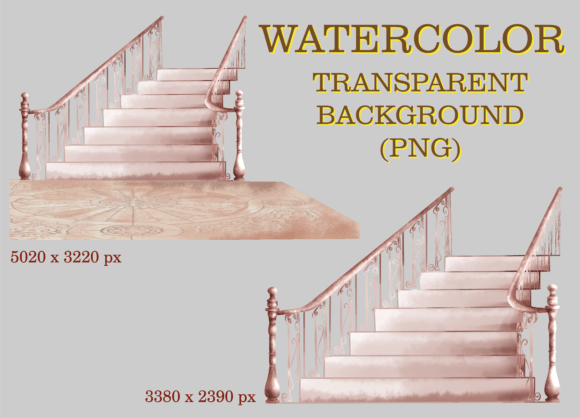 Vintage Watercolor Roman Stairs PNG for Small Business Branding