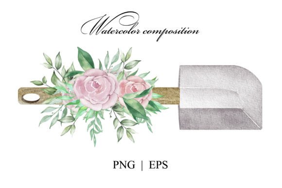 Watercolor Baking Spatula with Flowers Illustrations for Real Crafters