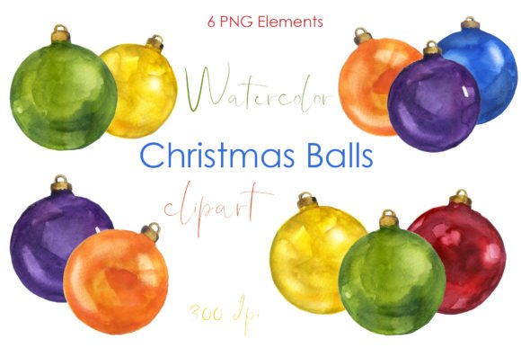Watercolor Christmas Balls Illustrations: Festive Charm for Holiday Branding