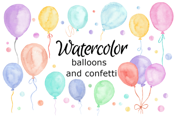 Watercolor Clipart Balloons Art Birthday