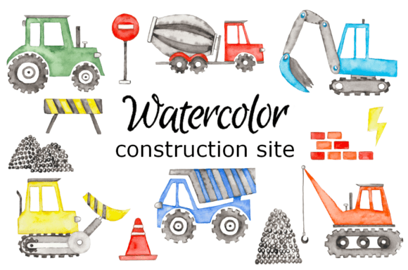Watercolor Clipart for Construction Sites: A Fresh Editorial Illustration