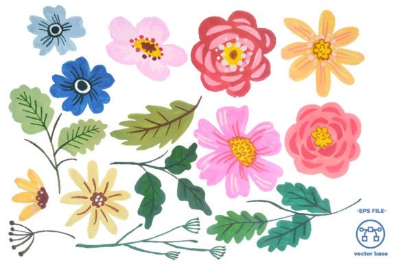 Watercolor Flower Elements Clip Art for Real Crafting Projects