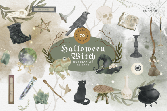 Watercolor Halloween Witch PNG: A Seasonal Illustration for Bloggers and Digital Publishers