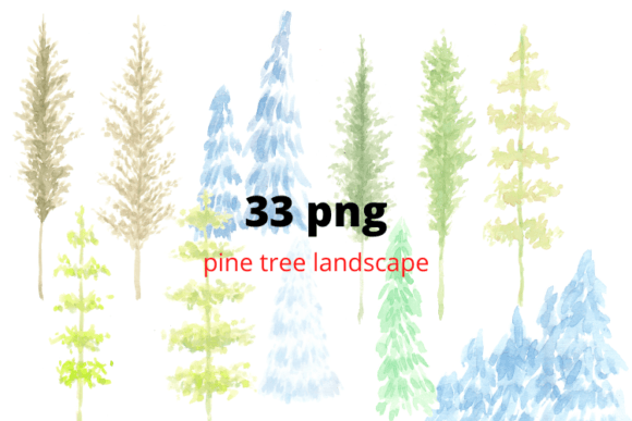 Watercolor Pine Tree Landscape Illustrations for Modern Branding