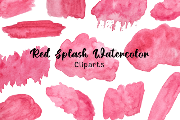 Watercolor Red Splash Brush Stroke PNG Illustrations