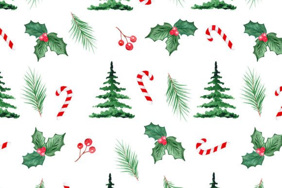 Watercolor Winer Greenery Paper Illustrations for Digital Sellers