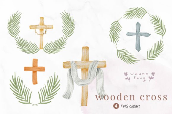 Watercolor Wooden Cross Clipart for Crafters & Etsy Sellers