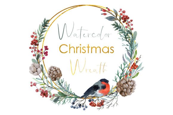 Winter Wreath PNG & Watercolor Wedding Illustrations for Real Crafting